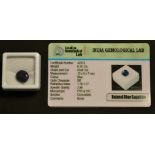 A loose oval corundum sapphire, strong mid blue tones, measuring 10mm x 9mm x 7mm,