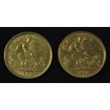 Coins - an Edward VII gold half sovereign, dated 1905; a George V gold half sovereign,