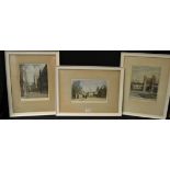 Fred Millar, a set of three, Oxford and Cambridge scenes, signed to margin,