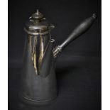 ***LOT WITHDRAWN*** An Irish silver conical chocolate pot, hinged domed cover with knop finial,