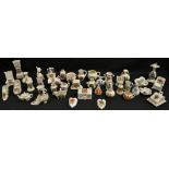 Crested Ware - a collection of miniatures, various manufacturers, including sundial,
