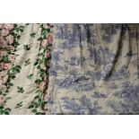 Textiles - a pair of Toile de Jouy curtains;