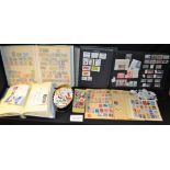 Stamps - large Glory Box albums, sheets, FDC's, tins,