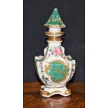 A 19th century French porcelain incurved square baluster scent bottle,