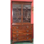 A George III mahogany secretaire bookcase,