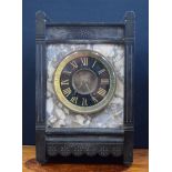 A Victorian Aesthetic Movement marble mantel clock, Roman numerals, twin winding holes,