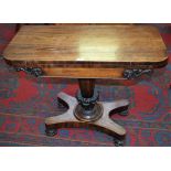 A William IV rosewood rounded rectangular card table,