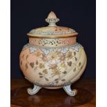 A Graingers Worcester globular pot pourri vase, inner cover and cover,