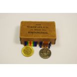 WWI - George V medals presented to '29478 PTE. T. Church Linc. R' with ribbons in William Lock & Co.