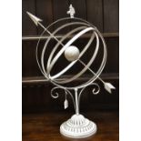 An armillary library sphere on stand in white
