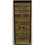 Local Theatre & Advertisement Interest - a period 1838 Sheffield Theatre listing/poster ' Last