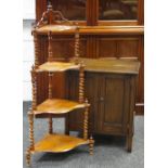 A four tier corner whatnot, pierced gallery, shaped shelves,