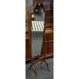 A mahogany framed cheval mirror