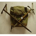 An early/mid 20th century Swiss mountaineering/expedition rucksack with leather mounts;