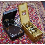 A HMV Model 102 portable gramophone,