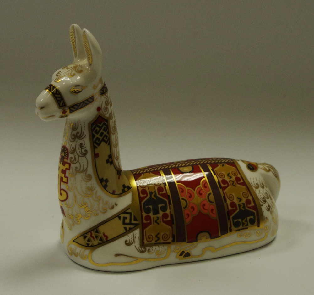 A Royal Crown Derby paperweight, Llama,