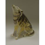 A Royal Crown Derby paperweight, Howling Wolf,
