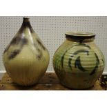 Gerald Lyons - a large ribbed ovoid pottery vase;