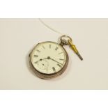 A silver open faced pocket watch