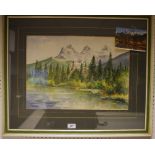 David Charlesworth The Three Sisters in the Canadian Rockies watercolour,