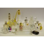 Scent Bottles - various silver and cut glass rimmed scent atomisers,