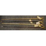 Walking sticks - Four thumb sticks, two with English blackthorn shafts,