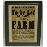 Pictures and prints - Farm to Let, 1981 poster; coloured engravings; Victorian monochrome portraits,