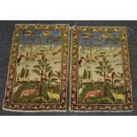 Two antique Persian Tabriz hand made rugs each 81cm x 55cm
