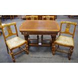 An oak 1930/40's dining room suite comprising sideboard, shaped gallery,