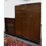 A 1930's mahogany triple wardrobe and tallboy (2)