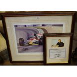 Formula 1 - a framed photograph of Johnny Herbert, Lotus 107C followed by Michael Schumacher,