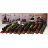 Railway interest - ten mounted static model trains by Atlas Editions including Pacific A4 Class