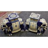 A pair of Chinese conservatory seats in the form of elephants
