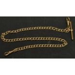 A 9ct gold Albert Chain, T bar terminal, 16.