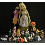 Dolls - an early 20th century hand made cloth doll, painted and stitched features,