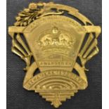 A yellow metal 20 years Aluminium Service medal, awarded by Jeewanlal (1929) Ltd,