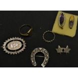 Jewellery - a silver and Blue John brooch; Victorian silver brooches;