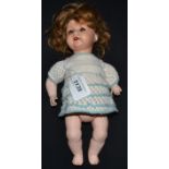 Armand Marseille - a 995 A 4/0 M baby doll, sleeping blue eyes, open mouth, light brown curly hair,