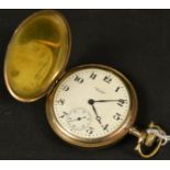 A gold plated Waltham Hunter pocket watch,