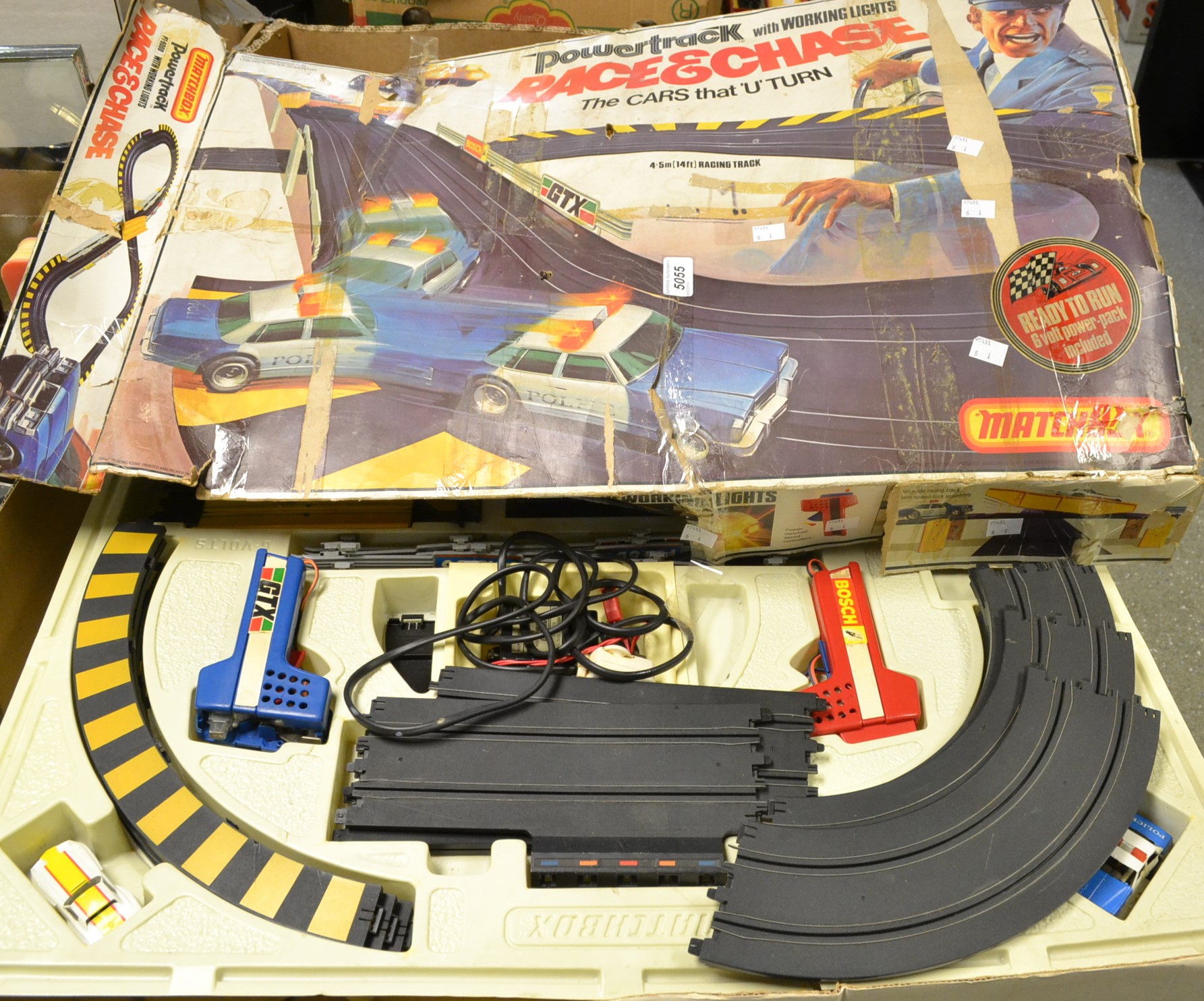 A Matchbox Powertrack Race and Chase slot racing track, boxed,