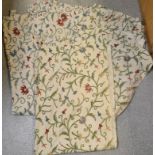 Textiles - a pair of hand embroidered crewelwork curtains; another single curtain,