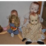 Dolls - a Rosebud composite doll, sleeping blue eyes, closed mouth, moulded hair,