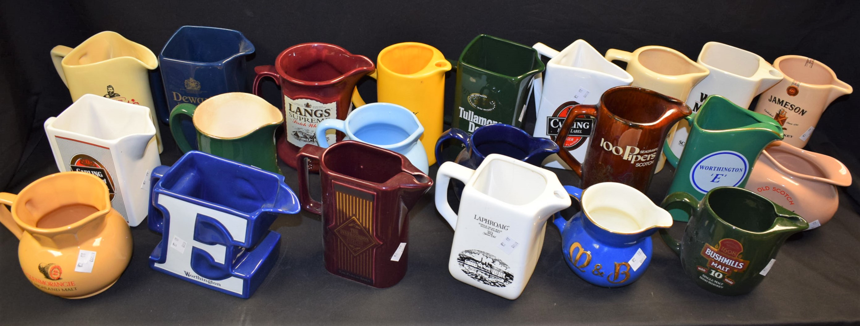 Advertising/Breweriana - bar jugs, including Seagram's 100 Pipers, Dewar's, Worthington E,