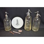 Advertising - a soda syphon, Noel Page Ltd, Loughborough; a pair of soda syphons, G A Pashley,