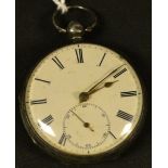 A silver pocket watch, fusee movement,