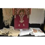 Textiles - embroidered linen, lace edged linen,