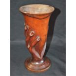 Tribal Art - a Pitcairn Island vase, carved with a hand, 24cm high,