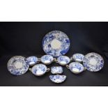 A set of six Royal Crown Derby Mikado pattern soup bowls, second quality; a similar 27cm plate,