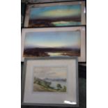 Wilfred R Wood Loch Scavaig signed, watercolour; another pair, H Tomlinson, Moorland scenes, signed,