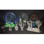 Glassware - a pair of 19th century cut glass small decanters, crystal glasses,